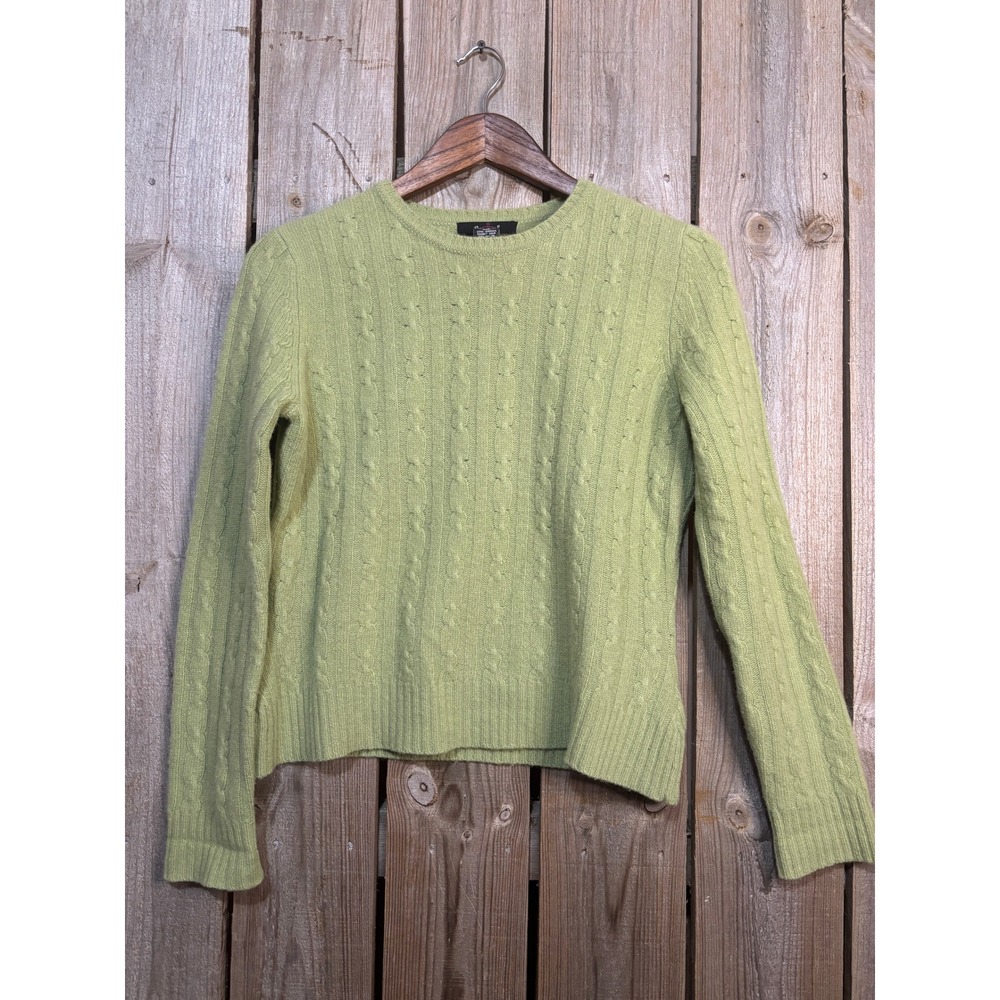 Rosanna Womens Sage Green Lambswool Angora Cable‎ Knit Crew Neck Sweater Small
